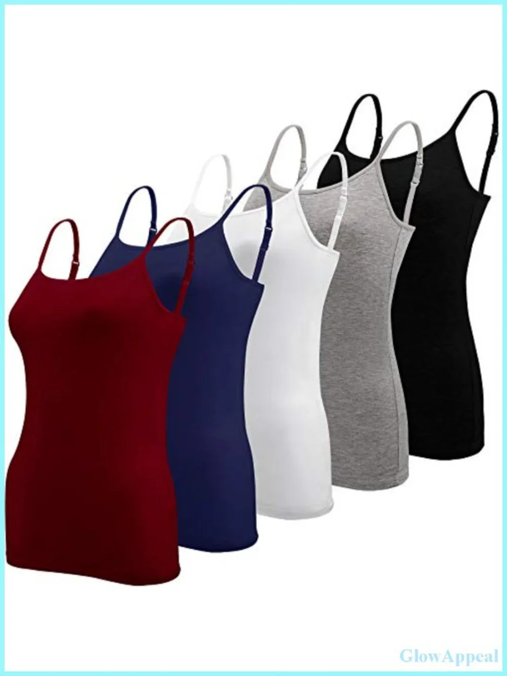 5 Pack Women's Spaghetti Strap Camisole Tank Tops Viscose Spandex